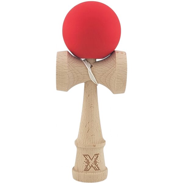 Kendama X Originala Profesionala   din lemn Rubber Grip 18 cm Rosu
