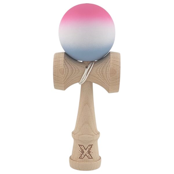 Kendama X Originala Profesionala  din Lemn Rubber Grip 18 cm Roz/Alb/Gri