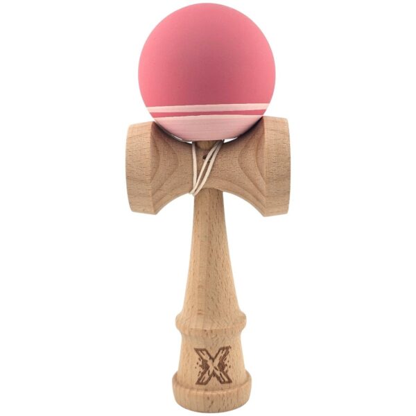 Kendama X Originala Profesionala  din Lemn Rubber Grip 18 cm Roz/Alb