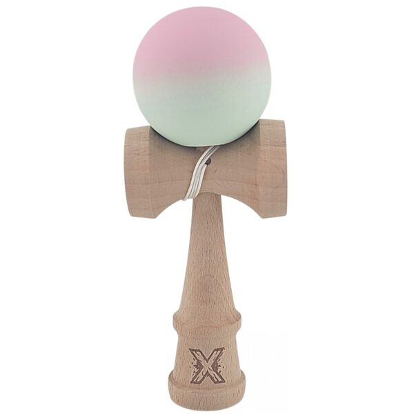 Kendama X Originala Profesionala  din Lemn Rubber Grip 18 cm Roz/Verde