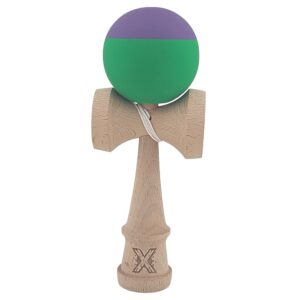 Kendama X Originala Profesionala  din Lemn Rubber Grip 18 cm Verde/Mov