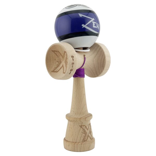Kendama X Zen Series Originala Profesionala  Cupe Mari KING SIZE V3 Super Sticky Gaura in Baza Rulment Metalic din lemn 18 cm Ata 62/65 cm Violet
