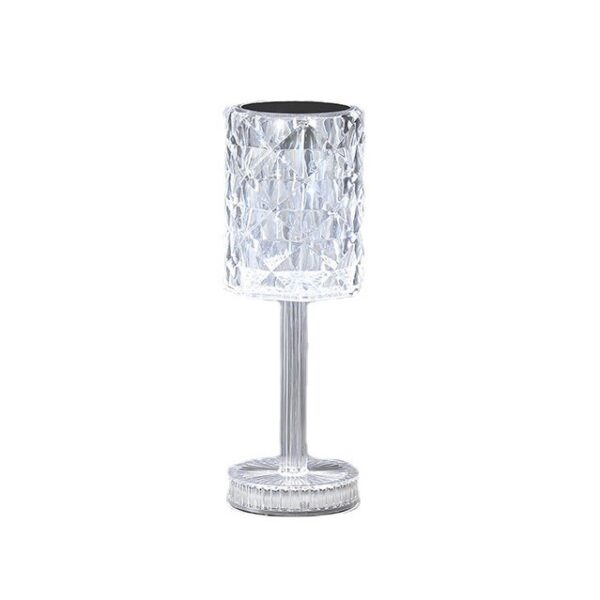 Lampa de birou pe LED RGB 16  dimmer tactil 3 nivele de intensitate incarcare USB 3W Cristal Acrilic 13x28 cm cu telecomanda forma veioza transparent