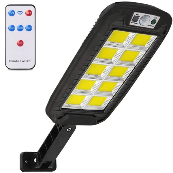 Lampa Solara De Exterior LED  36 cm x 11.5 cm kit montare inclus 2880 Lumeni 120 COB LED 24 W - echivalent 192 W bec incadescent IP65 Senzor de Miscare 3 moduri de iluminare Senzor de Lumina 10 Grile Alb Rece