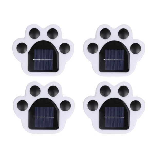 Set 4 Lampi Solare Led pentru Gradina  Model Laba de Urs 14 x 13 x 3 cm Buton On-Off Alb cald Negru/Alb