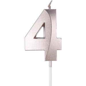 Lumanare Cifra 4  Model Diamond 5 x 3.4 cm Argintiu
