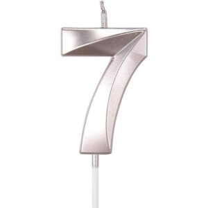 Lumanare Cifra 7  Model Diamond 5 x 3.4 cm Argintiu