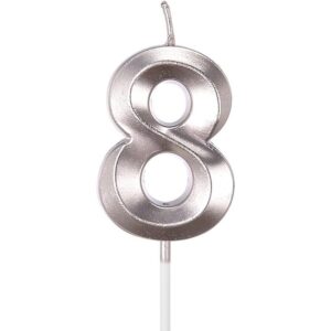Lumanare Cifra 8  Model Diamond 5 x 3.4 cm Argintiu