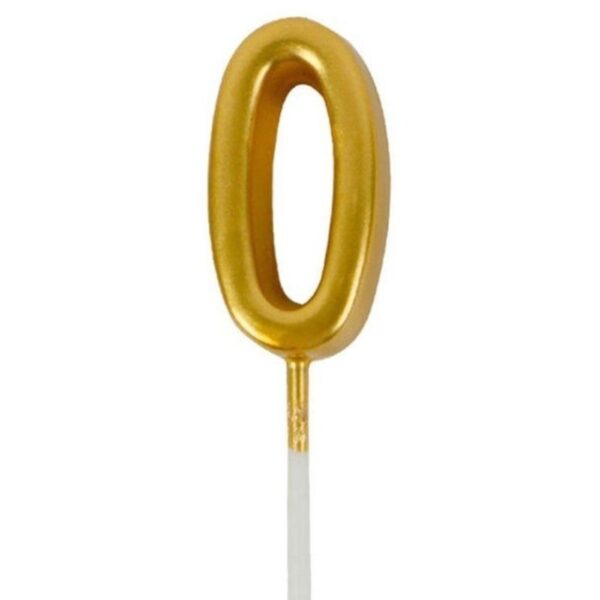 Lumanare de Tort  Model Cifra 0 Party 4.5 x 2.5 cm din Parafina Auriu