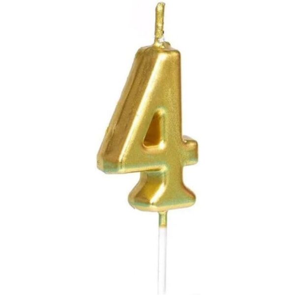 Lumanare de Tort  Model Cifra 4 Party 4.5 x 2.5 cm din Parafina Auriu