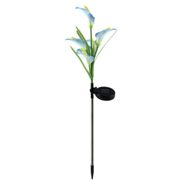Lumina solara LED tip Crin cu 5 flori inaltime 75 cm pentru gradina