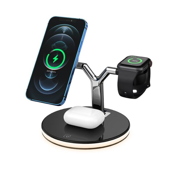 Statie de Incarcare 3 in 1  Incarcator MagSafe Wireles Charger Compatibil cu Apple iPhone iWatch AirPods New Design Max 25W 14 x 14 x 10 cm Negru