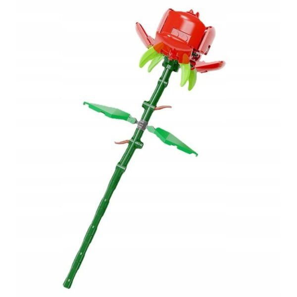 Set de Constructie Trandafir  25x8x4cm Floare Ornamentala 14 Ani 69 de Piese Rosu