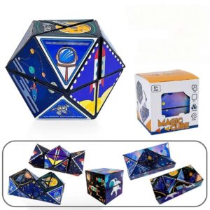 Jucarie Interactiva  3D Cub Rubik Diferite Forme Anti-stress Tema Spatiu Cosmic Multicolor