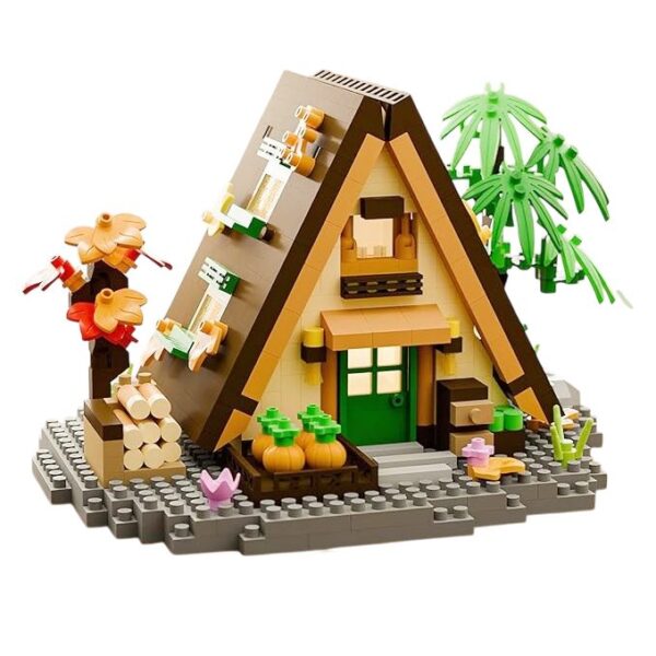 Set constructie  Forest Log Cabin din ABS Model Casuta din Gradina cu Legume 721 piese 12.6x9.4x8 cm Multicolor