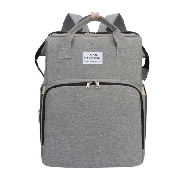 Rucsac Multifunctional pentru Mamici  cu Patut Pliabil si Baza de Schimbat Rezistent la Apa Capacitate Mare Usor Compartimente Multiple Buzunar Termic pentru Lapte 42 x 32 x 22 cm Gri