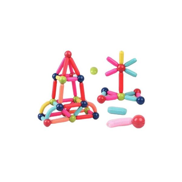 Piese Magnetice pentru Copii  Set din 82 de Piese de diferite Culori Constructor Magnetic cu Posibilitatea de a Construii forme Nelimitate Multicolor