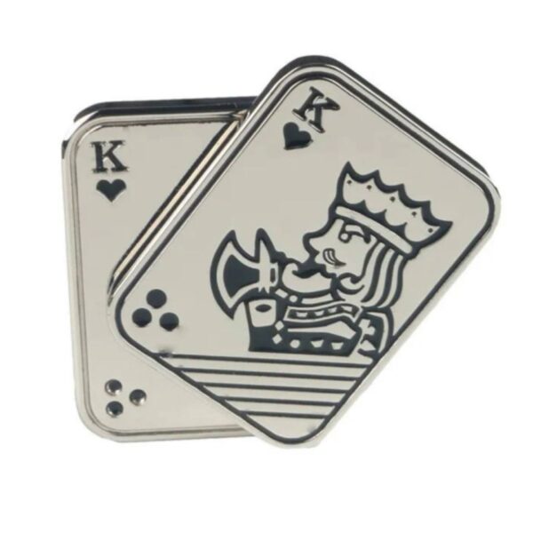 Jucarie Antistres Metalica  Fidget Slider Premium Model Poker King Mecanism Magnetic Haptic Otel Inoxidabil pentru Adulti 4.8 x 3.6 Argintiu