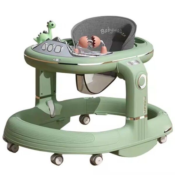 Premergator 4in1  Antemergator Balansoar Scaun de Masa Functie Muzicala din ABS Roti Universale Inaltime Reglabila Sistem Antirasturnare Greutate Portanta 25 kg +6 Luni Verde