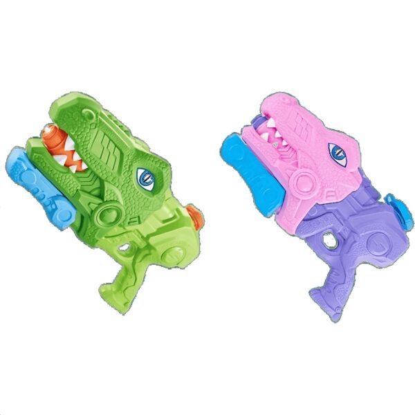 Set 2x Pistol cu Apa pentru Copii Rezervor Pentru Piscina/Plaja  6ani+ Tiranozaur  Roz + Verde660 ML