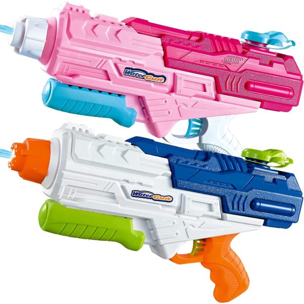 Set 2x Pistol cu Apa pentru Copii Rezervor Pentru Piscina/Plaja  6ani+ Roz + Albastru 1200 ML