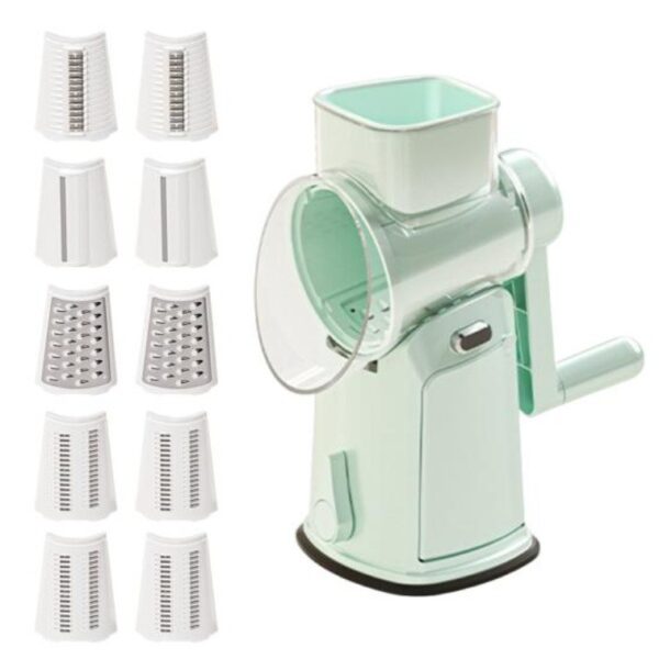 Razatoare Manuala  Rotativa cu Manivela 10 Lame Interschimbabile Anti-Stropire 27 x 13 x 13 cm Turcoaz