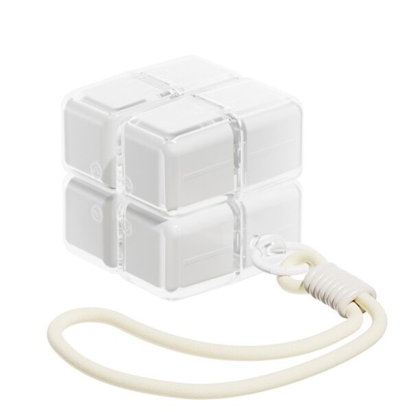Cutie pentru Medicamente  Model Rubik' Cube cu Curea de Agatare Dozator Portabil de Medicamente Dispenser Pastile estimat pentru 7 zile 7.3 x 6 x 6 cm Alb