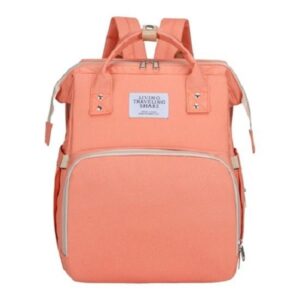 Rucsac Multifunctional pentru Mamici  cu Patut Pliabil si Baza de Schimbat Rezistent la Apa Capacitate Mare Usor Compartimente Multiple Buzunar Termic pentru Lapte 42 x 32 x 22 cm Roz Pudra