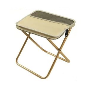 Scaun Taburet Pliabil pentru Camping  pentru Adulti Scaun Portabil Pescuit din Panza Oxford si Cadru Metalic Mic 26 x 24 x 24 cm Bej