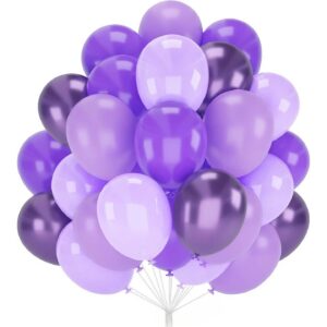 Set 10 Baloane din Latex Chrome  Model Party 23 cm Diferite Nuante Mov 2.2 g