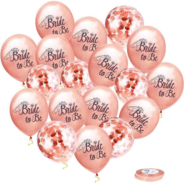 Set 10 Baloane din Latex  Model Party Bride To Be 30 cm 2.8 g Transparent cu Confetti Roz