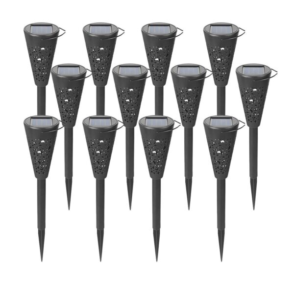 Set 12 Lampi Solare Led pentru Gradina  Tip Torta 36 x 6.8 cm Buton On-Off Lumina Alb Rece Negru