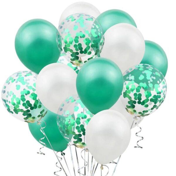 Set 15 baloane pentru petrecere  alb/verde 30 cm