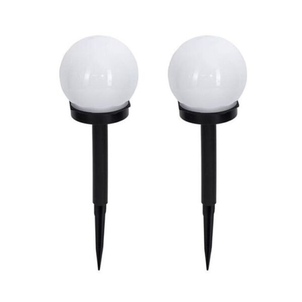 Set 2 Lampi Solare LED  Forma Sferica Tip Glob Diametru 10 cm Alb Rece