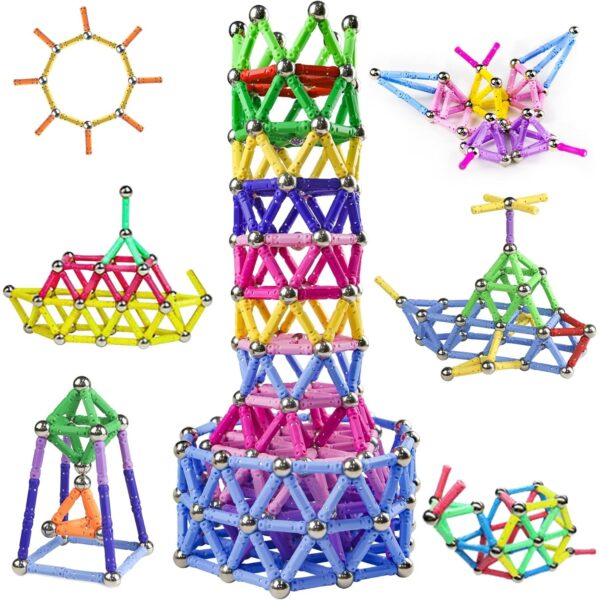 Set 206 Piese Betisoare Magnetice  din Plastic/Magnet +3 Ani Multicolor
