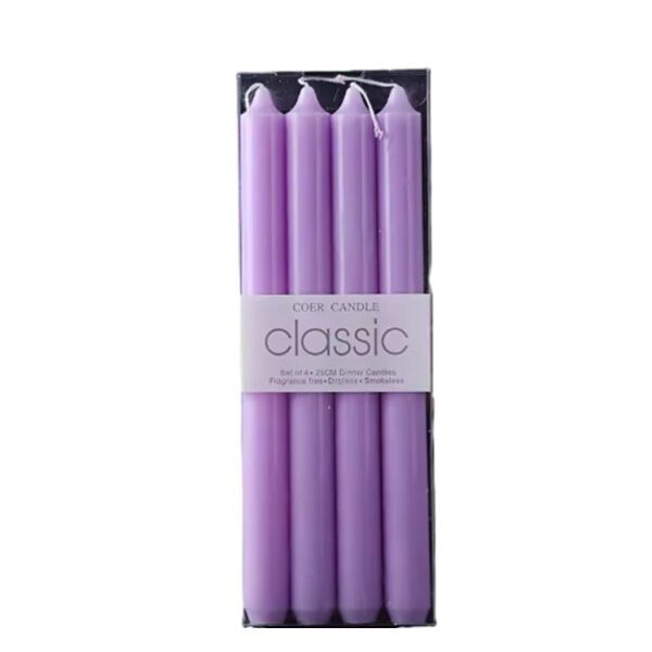 Set 4 Lumanari  pentru Suport de Masa Fara Miros si Fum din Parafina 2.2 x 25 cm Mov