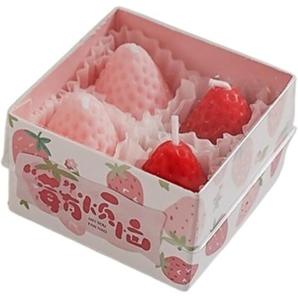 Set 4 Lumanari Parfumate  Model Capsunici Ardere 30 min 52g 6.3 x 6.3 x 3.8 cm Rosu/Roz