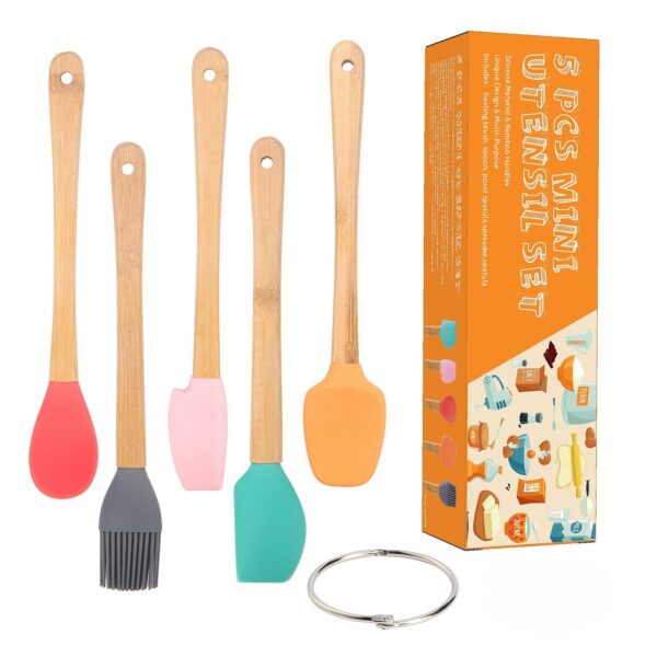 Set 5 Mini Spatule de Silicon  pensula Stejar Multicolor