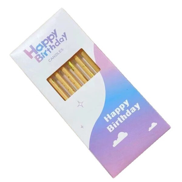 Set 6 Lumanari Lungi  din Parafina 10 x 0.5 cm Happy Birthday Bej