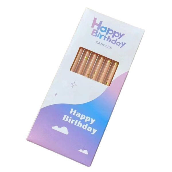 Set 6 Lumanari Lungi  din Parafina 10 x 0.5 cm Happy Birthday Oranj Pal