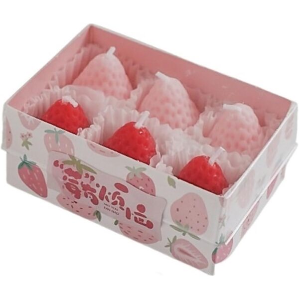 Set 6 Lumanari Parfumate  Model Capsunici Ardere 30 min 78g 6.3 x 9.3 x 3.8 cm Roz/Rosu