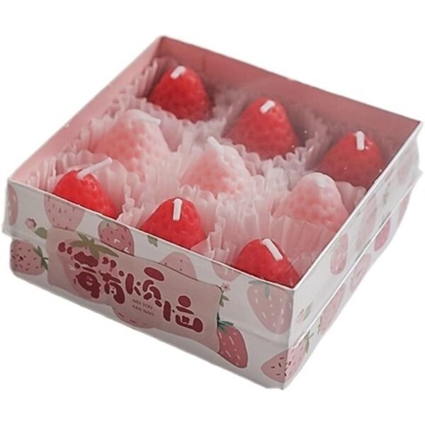 Set 9 Lumanari Parfumate  Model Capsunici Ardere 30 min 117g 9.3 x 9.3 x 3.8 cm Roz/Rosu