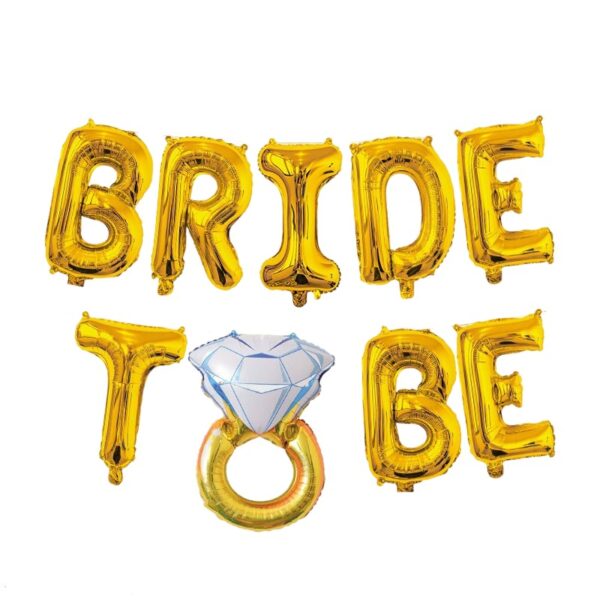 Set Baloane din Folie Metalizata  Model Bride to Be cu Inel de Logodna Litere de 40 cm Baloane Party Ambalaj Individual Pai Inclus Umflare cu Aer sau Heliu Auriu