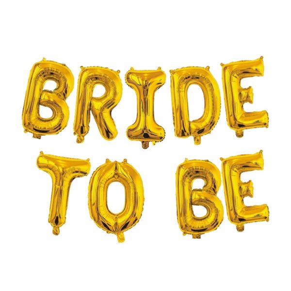Set Baloane din Folie Metalizata  Model Bride to Be Litere de 40 cm Baloane Party Ambalaj Individual Pai Inclus Umflare cu Aer sau Heliu Auriu