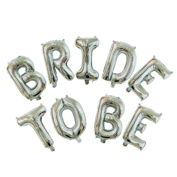 Set Baloane din Folie Metalizata  Model Bride to Be Litere de 40 cm Baloane Party Ambalaj Individual Pai Inclus Umflare cu Aer sau Heliu Argintiu