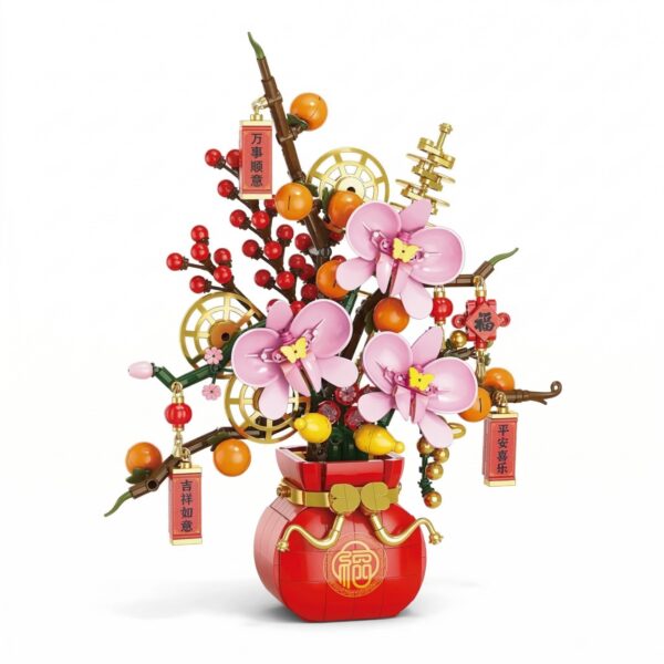 Set de Constructie  Vaza Decorativa cu Flori 818 piese 6+ ani Planta Artificiala Decor Floral Elegant Idee de Cadou pentru Femei Cadou pentru Iubita si Pasionatii de Jocuri de Constructie Creativa
