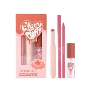 Set pentru Buze Kevin&Coco Love Is In The Air  Ruj 2.5g Creion Contur 1.5g Luciu de Buze 2.8g Efect Hidratant & Volum Nuanta 01 Chocolate Cream