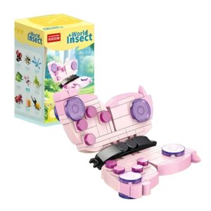 Set de Constructie  Model Fluture Lumea Insectelor Mini 115 Piese Model 3D Jucarie Educativa STEM +6 Ani Plastic ABS 11 x 7 x 7 cm Roz
