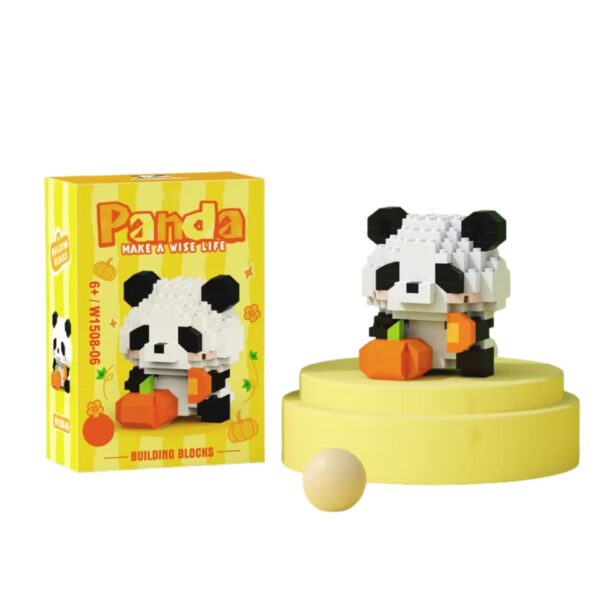 Set de Constructie  Model Panda cu Dovleac 171 Piese Model 3D Jucarie Educativa STEM +6 Ani Plastic ABS 7.8 x 4.1 x 11.3 cm Galben