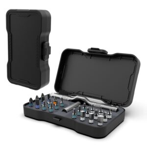 Set Surubelnita Cu Clichet  24 Piese Sistem de prindere multipla ergonomic si adaptiv 16 × 93 × 36 cm Negru